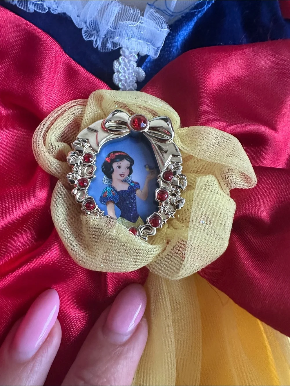 Snow White Princess Tulle Costume Dress with Red Bow